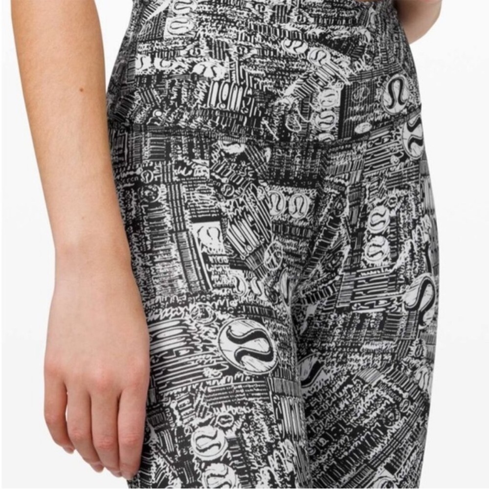 Lululemon Wunder Train High-Rise Tight 25" Tear It Up Alpine White Black Size 6
